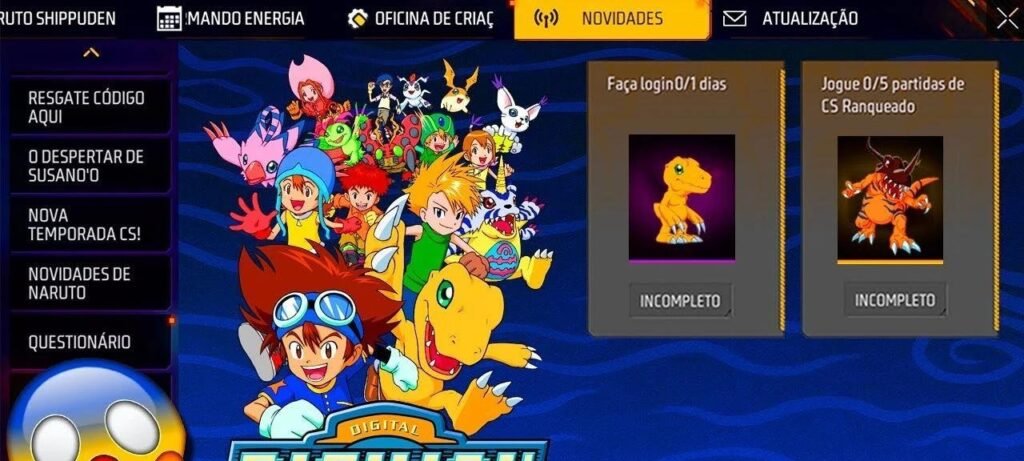 Free Fire confirma parceria com Digimon na atualização OB51