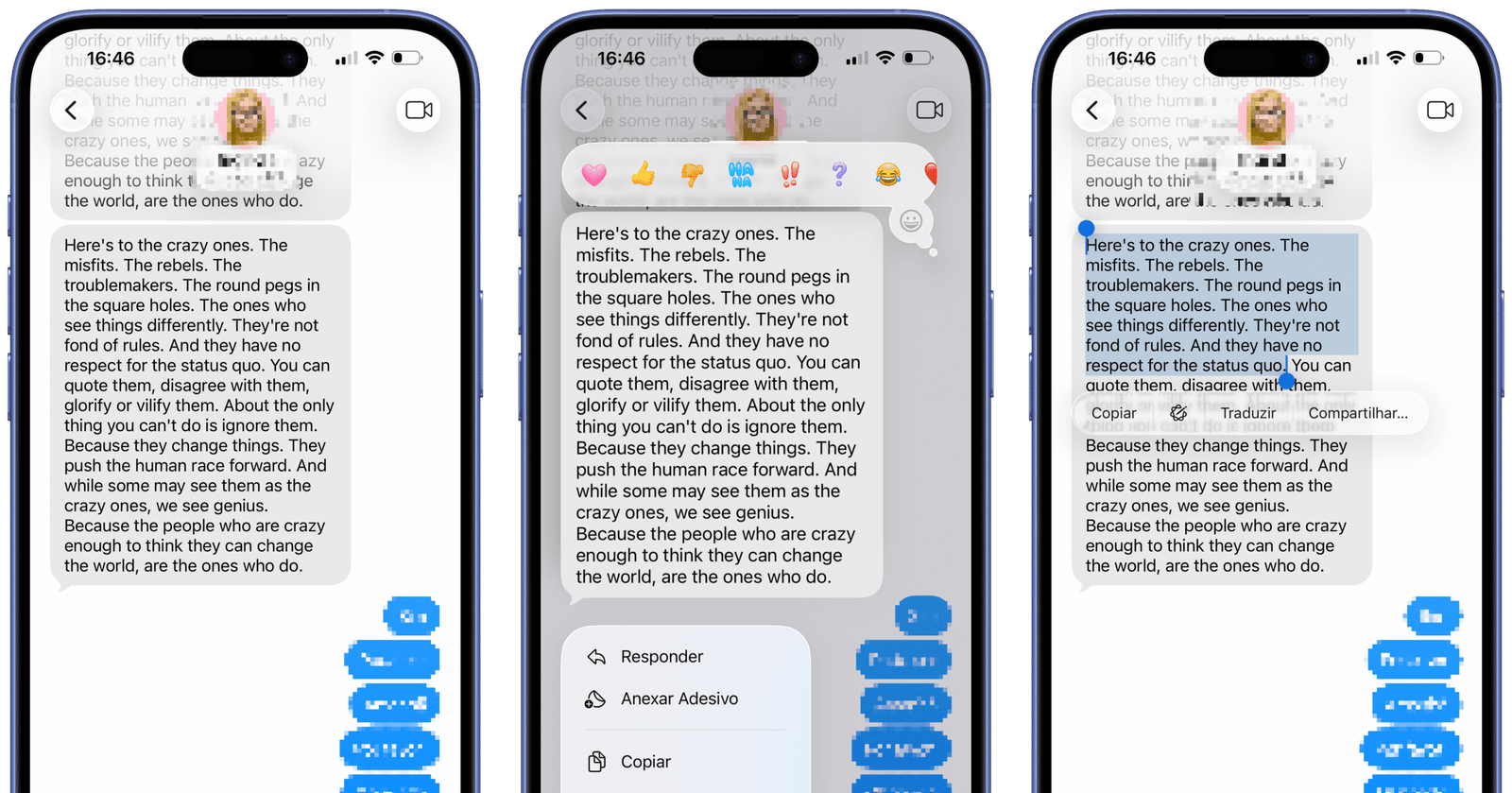Selecionar trecho de mensagem no iPhone: passo a passo - Imagem do artigo original