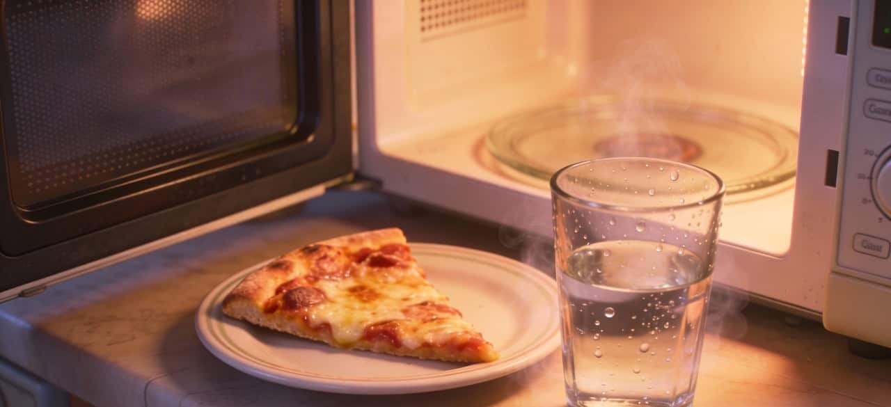 Como reaquecer pizza no micro-ondas sem endurecer a borda: passo a passo do copo de água e do papel úmido - Imagem do artigo