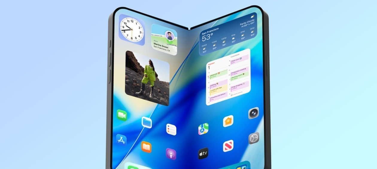 Rumor detalha iPhone Fold com câmera sob tela, Touch ID lateral e dobradiça de metal líquido - Imagem do artigo