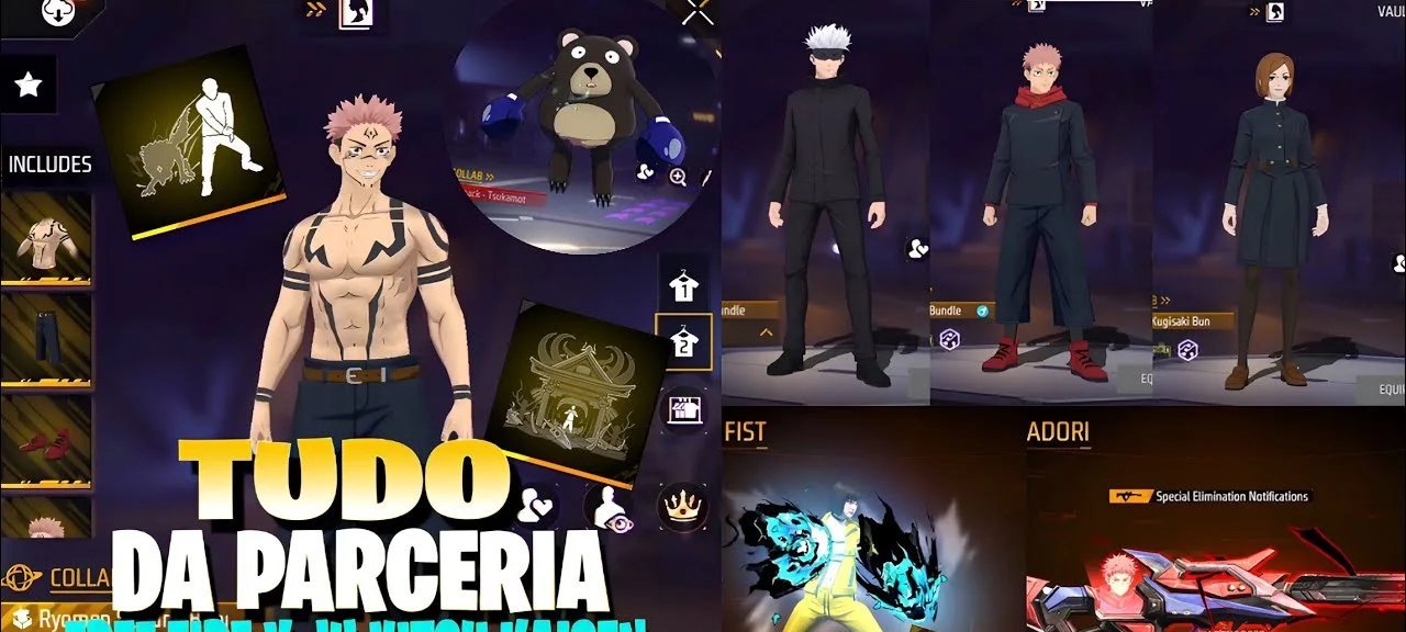 Free Fire inicia crossover com Jujutsu Kaisen em janeiro de 2026 e inclui mapa da Escola de Jujutsu, novas mecânicas e recompensas exclusivas - Imagem do artigo