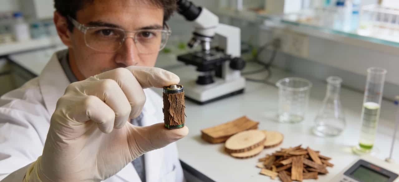 Pesquisa sueca transforma lignina de resíduos de madeira em baterias recarregáveis mais duráveis e sustentáveis - Imagem do artigo