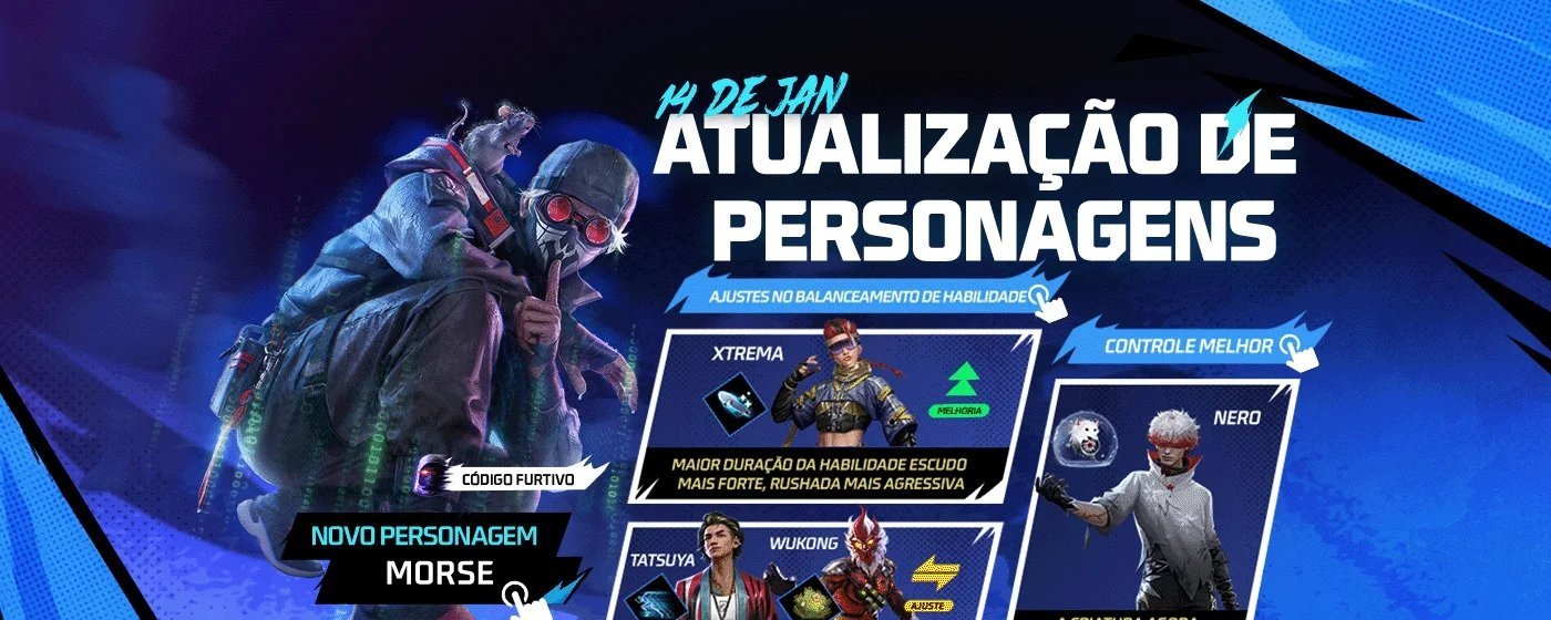 Atualização de Personagens do Free Fire 2026 introduz Morse e redefine balanceamento em 14 de janeiro - Imagem do artigo