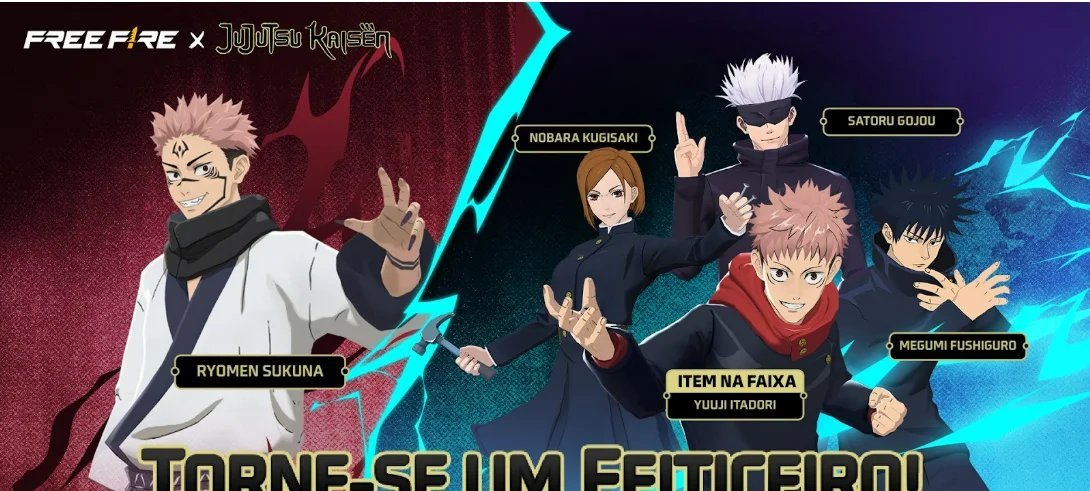 Free Fire recebe “Despertar de Jujutsu” e integra personagens, mecânicas e itens do anime Jujutsu Kaisen - Imagem do artigo