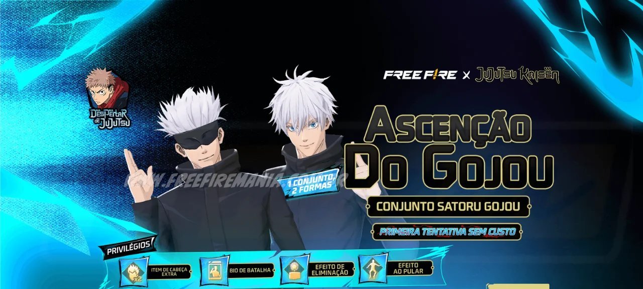 Conjunto Satoru Gojo chega ao Free Fire: veja como participar do Torre de Tokens em 14 de janeiro de 2026 - Imagem do artigo