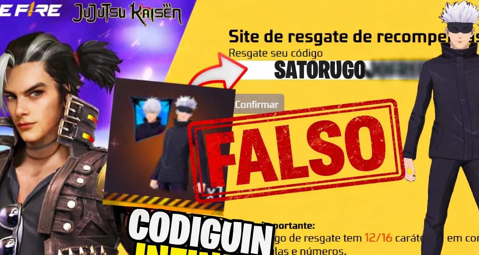 Golpe do CODIGUIN FF de Jujutsu no Free Fire expõe jogadores a perda de dinheiro, roubo de dados e punições - Imagem do artigo