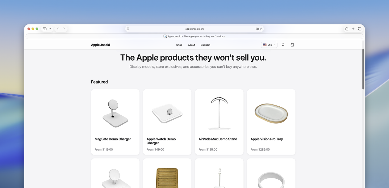 Site AppleUnsold coloca à venda acessórios exclusivos de exposição e manutenção das Apple Stores - Imagem do artigo