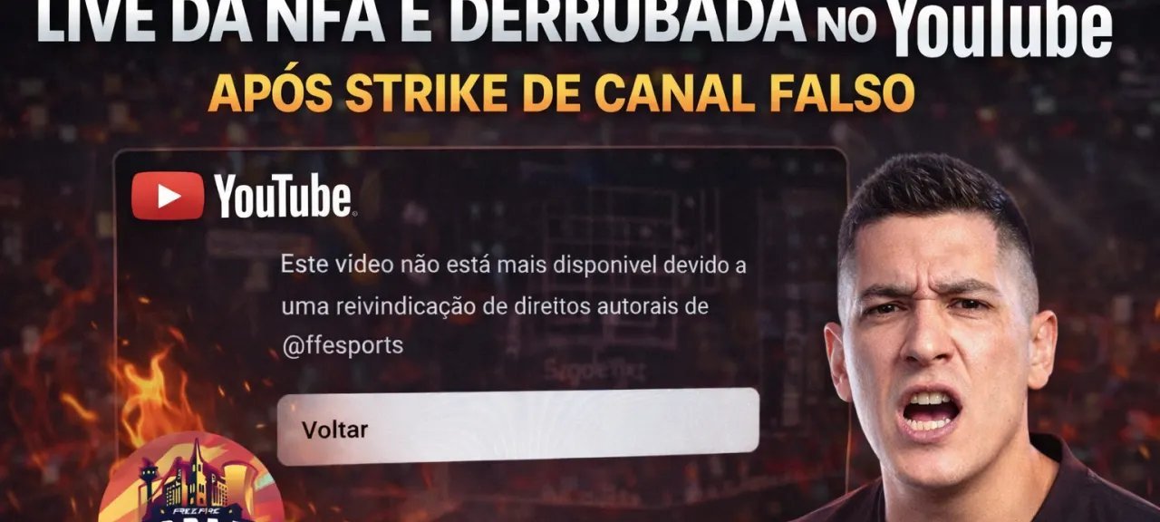 Live da NFA é retirada do ar no YouTube após reivindicação de canal falso e segue apenas na Kick - Imagem do artigo
