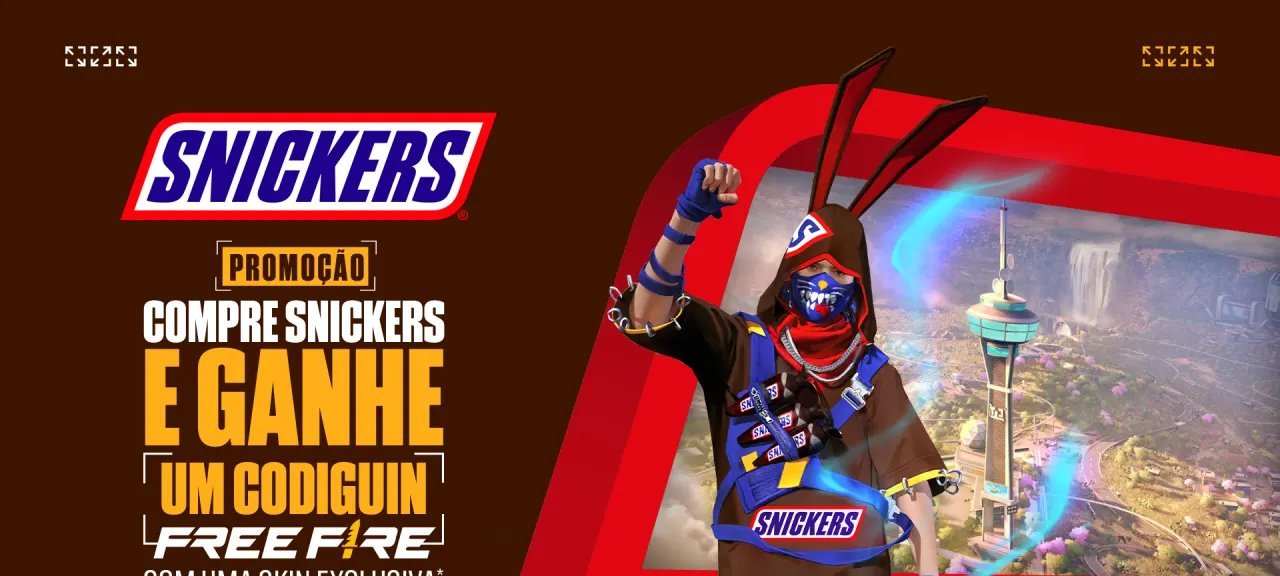 Parceria entre Free Fire e Snickers é formalizada até 2026 com recompensas garantidas aos consumidores - Imagem do artigo